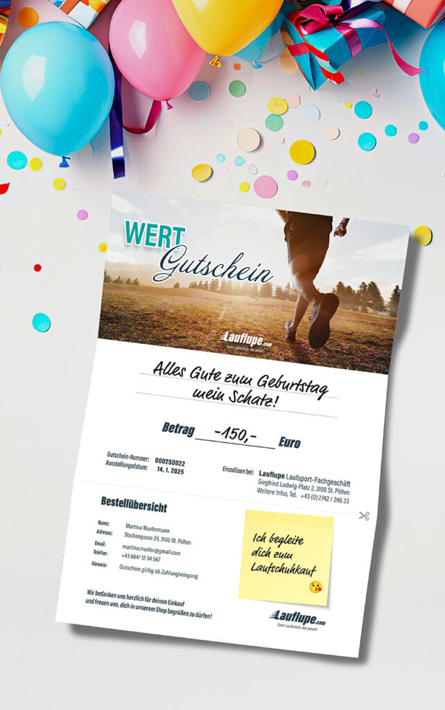 Geschenk Gutscheine Laufen Laufsport Lauflupe Geburtstag